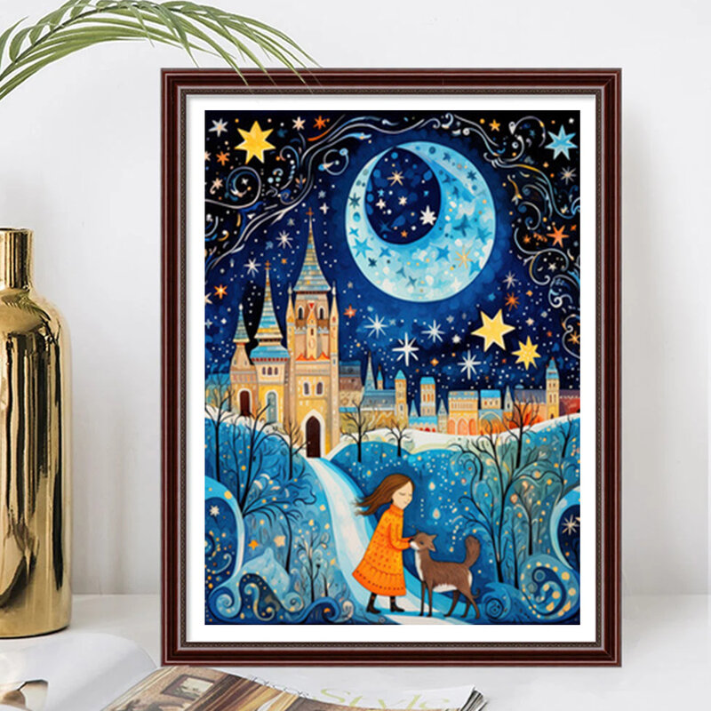 Cartoon Wonderland Castle 5D Full Round Diamond Painting Kits Fantasy Castle DIY Drills Mosaic Embroidery Cross-stitch Gift