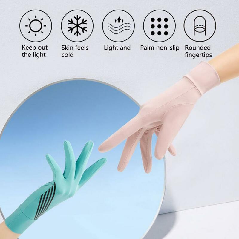 1 Pair Riding Gloves Non-slip Breathable Stretchy Anti-ultraviolet One Size Sunscreen Ice Silk Thin Gloves for Outdoor 5 Colors