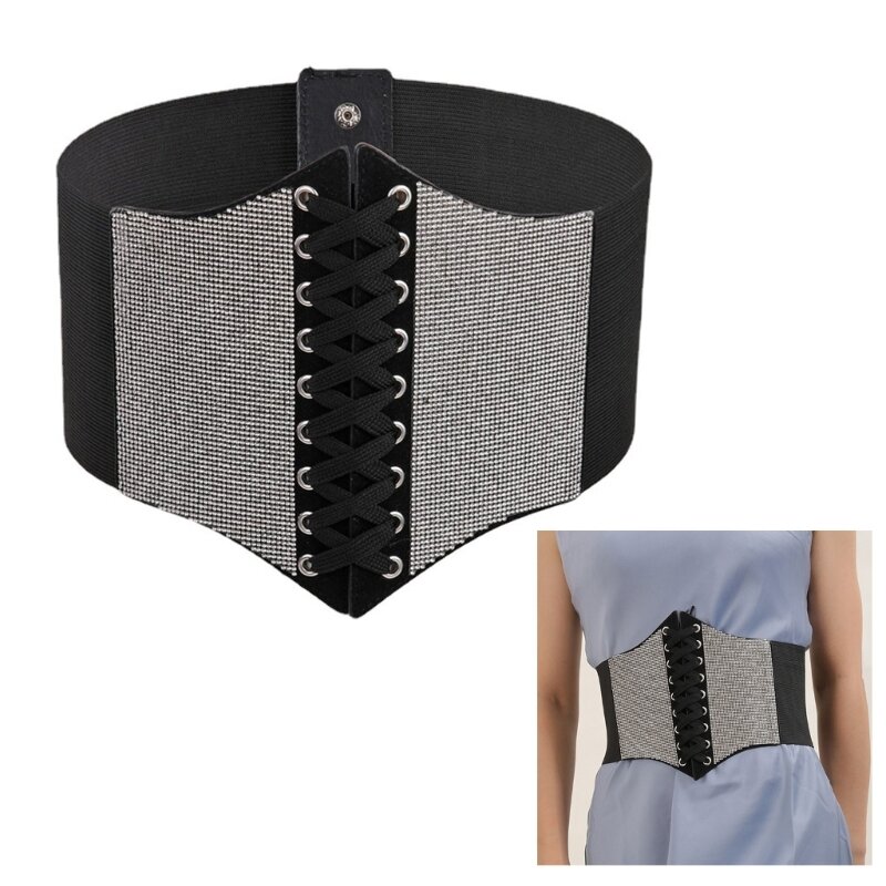 Cinturón con para vaquera vaquera con diamantes imitación, cinturón elástico Vintage, cadena cintura tamaño