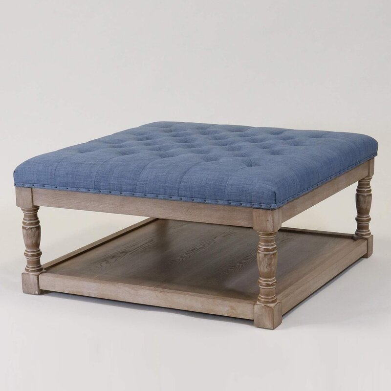 Tufted Textile 34-inch Shelved Ottoman Table  for  Living Room  Bedroom Decorative Home Furniture Stool Chair