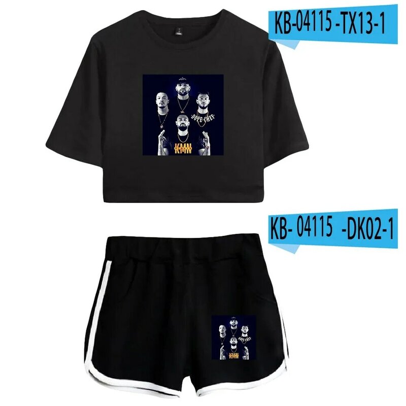 Rapper KMN Gang Summer Women's Sets Crop Top Shorts Two Piece Outfits Casual Ladies Tracksuit Sportwear