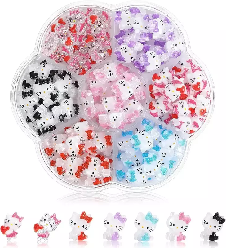 70 pz Sanrioed Black Anime Kawaii Hellos Kittys Set di gioielli per unghie finte Cartoon Melodys Kuromis accessori fai da te unghie ragazza regalo