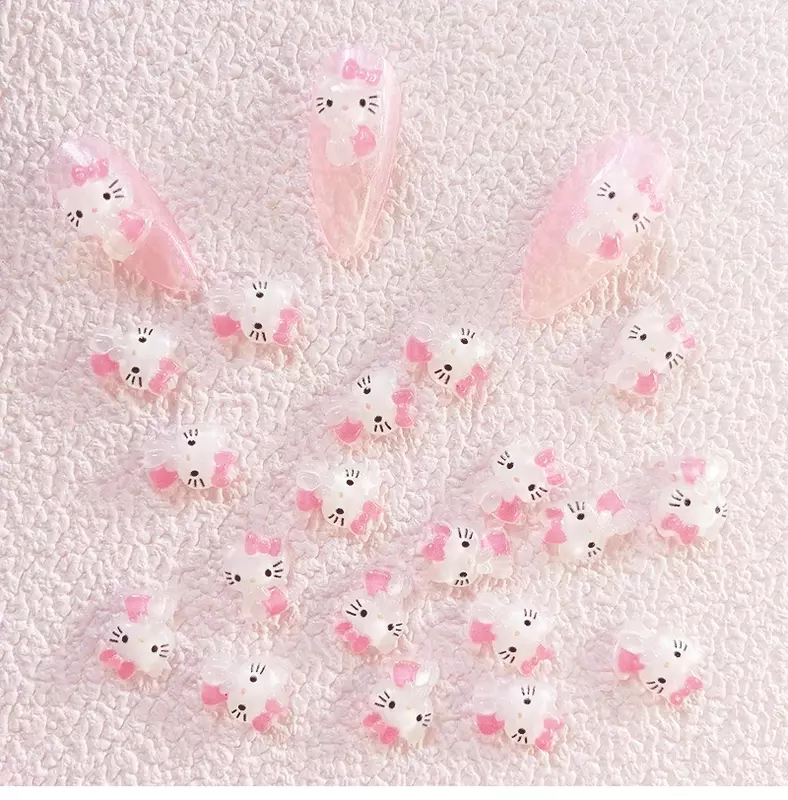 Pegatinas de uñas falsas de Hello Kitty Y2k, Anime Kuromi MyMelody Sanrio, piezas Kawaii DIY, accesorios de joyería, juguete de dibujos animados, regalo, 20 piezas