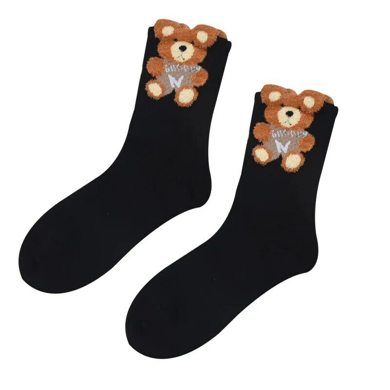 Mode Retro Baumwolle Niedlichen Cartoon Socken Bär Socke Mädchen Komfortabel Mittleren Rohr Socke Herbst Winter Weiche Kawaii Socken für Frauen