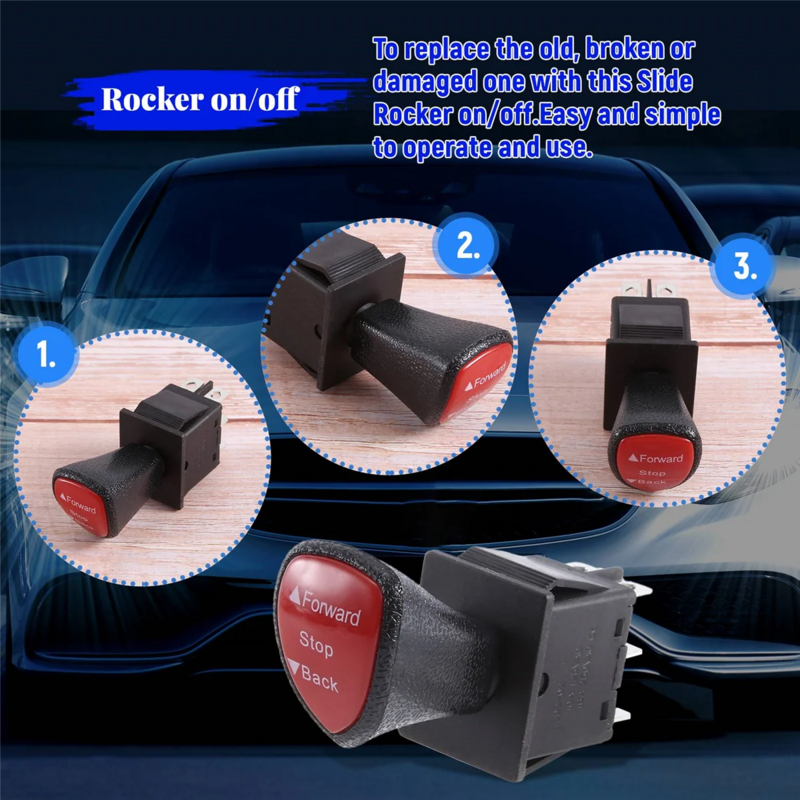 Carro Trava Slide Rocker Switch, Forward-Stop, Voltar DPDT, KCD4-604-6P, 6Pin