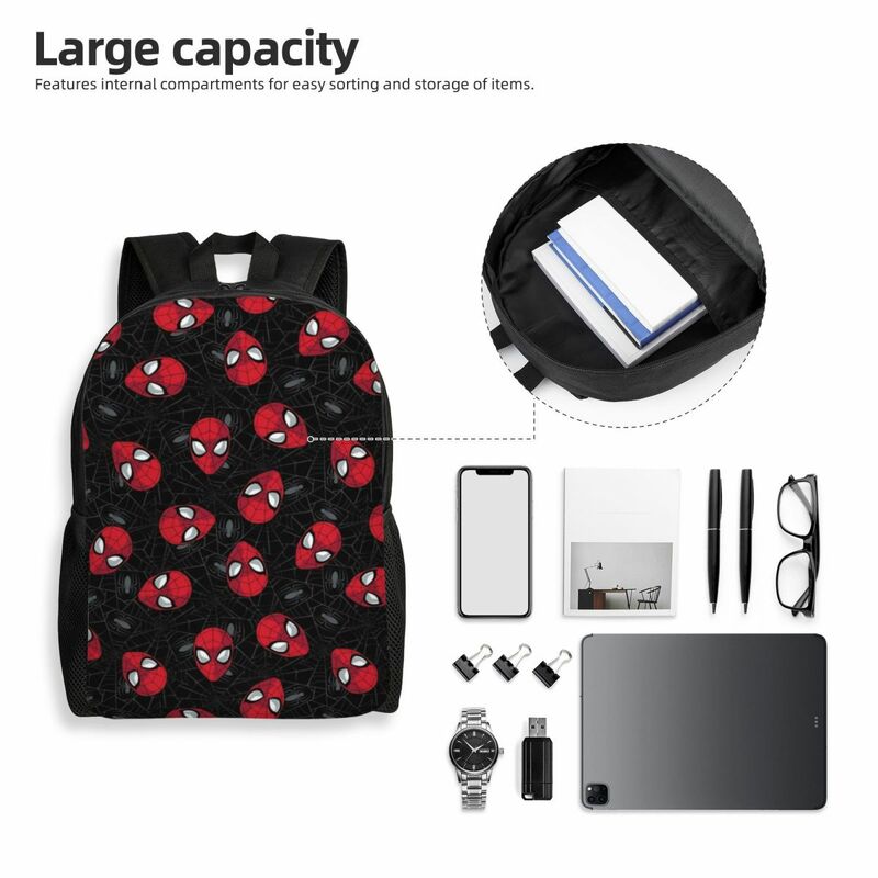 남녀공용 맞춤형 스파이더 거미줄 패턴 백팩, 대학생 책가방, 15 인치 노트북에 적합