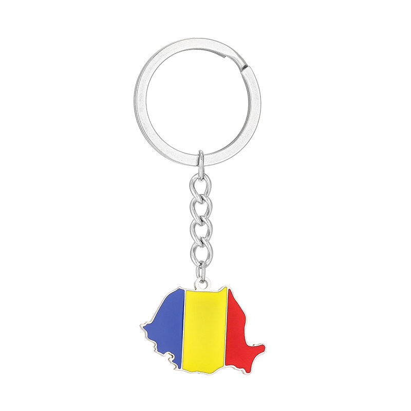 Llavero con bandera de mapa de Rumanía, colgante de acero inoxidable, regalo de joyería para hombre y mujer