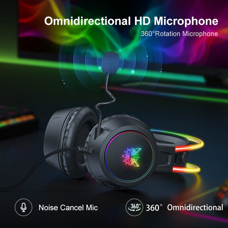 ONIKUMA X15 Pro RGB Kopf Strahl Gaming Kopfhörer mit Mic 3,5mm Durable Stereo Surround RGB Headset Gamer für Spiel für PS5 Schalter