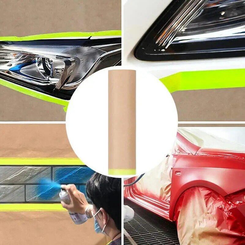 Selotip lukisan untuk mobil, kertas penutup pelindung furnitur mobil dengan perekat, pita cat kertas untuk mobil