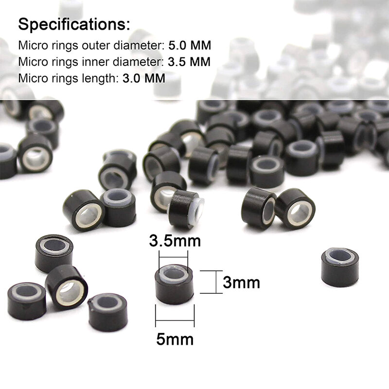 Microanillos de silicona forrados de silicona, 200 unidades, extensiones de cabello, palo, punta, Micro bucle