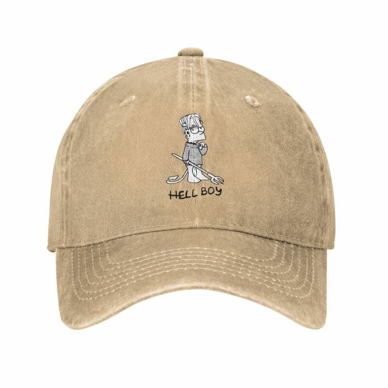 Hell Boy Lil Peep topi bisbol pria wanita, topi bisbol Denim cacat, topi Vintage luar ruangan musim panas dapat disesuaikan