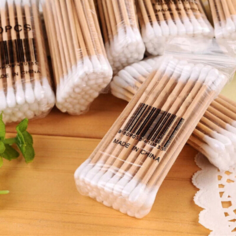 1Bag Double Head Cotton Swab Wood Tools Dressing Baby Care Cleaning Makeup Remover Tip Outdoor Emergency Medical Wound Care