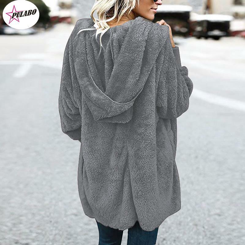 PULABO cappotto di pelliccia di simulazione femminile autunno inverno abbigliamento donna moda Casual di media lunghezza tinta unita doppia giacca ins