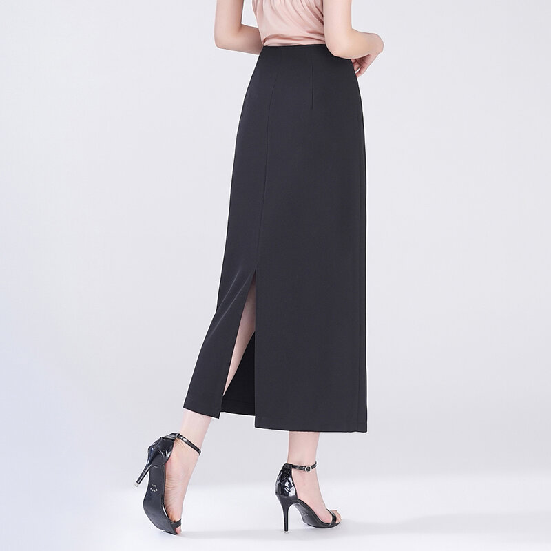 Женская юбка в сеточку, черная однотонная повседневная юбка, 2024