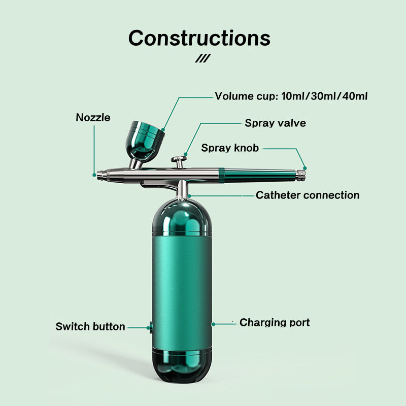 Hidratante dispositivo da beleza 160kpa injeção hiperbárica oxigênio hidratação facial spray de alumínio material rosto hidratante máquina