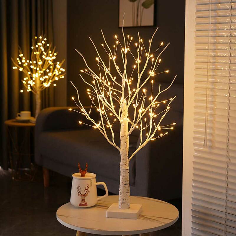 شجرة البتولا متوهجة فرع ضوء ، ضوء الليل LED ، ومناسبة للمنزل ، غرفة نوم ، حفل زفاف ، زينة عيد الميلاد ، 144 Leds