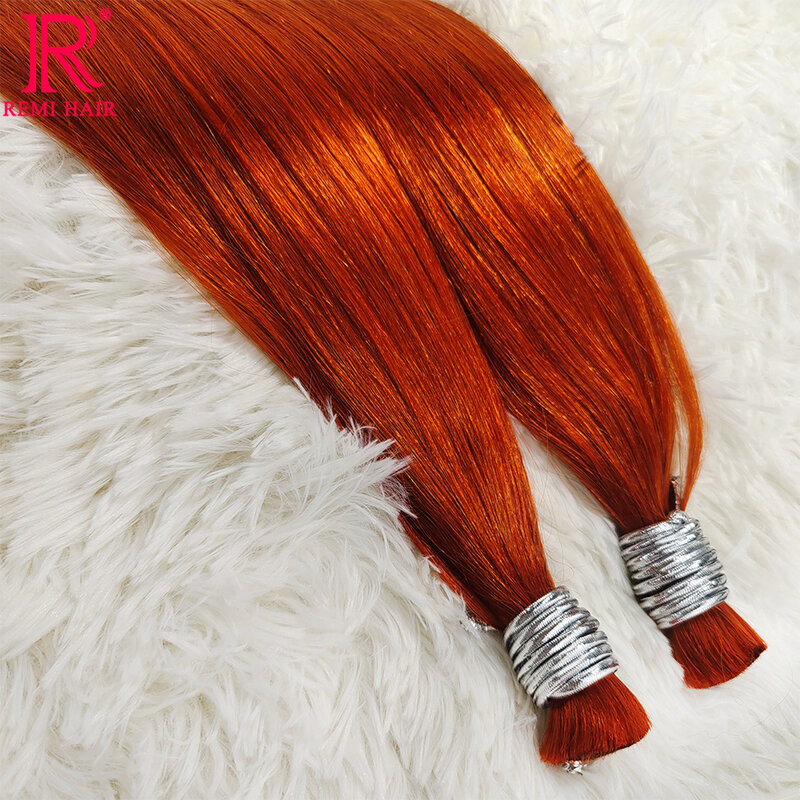 Human Hair Bulk Extension No Weft Boho Braids Virgin 100% Real Human Hair 350# Ginger Orange Ginger Hair Weaving For Braiding