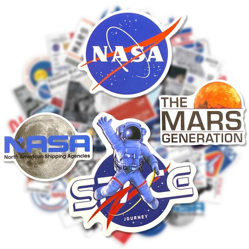 10/30/50 buah NASA astronot tahan air stiker grafiti dekoratif cangkir bagasi Laptop telepon Skateboard buku tempel stiker anak-anak