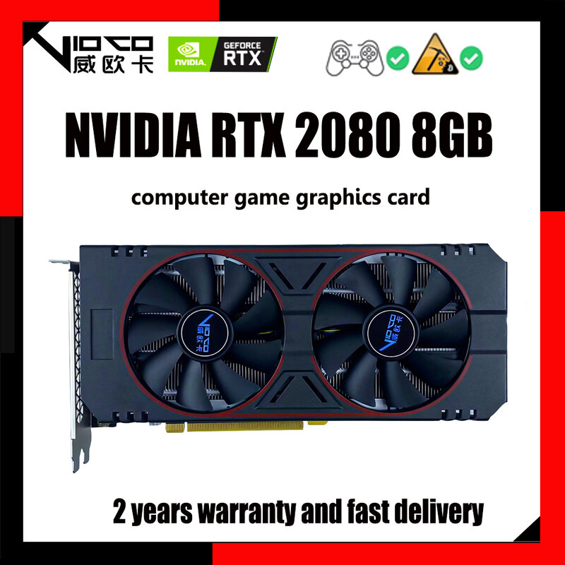 VIOCO RTX 2080 Graphics Cards 8GB GDDR6 256Bit 12NM NVIDIA For Desktop PC Computer Support Mining GPU Gaming Video Card