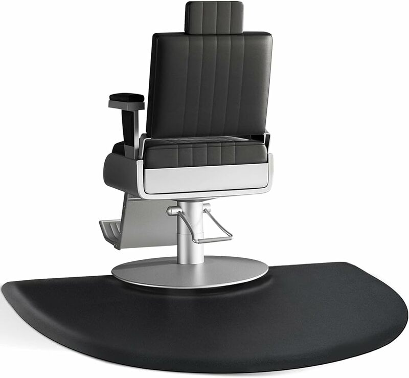 Salon Mat 3′x5′ Barber Shop Chair Mat Anti-Fatigue Floor Mat - Black Semi Circle Salon mats for Hair Stylist - 5/8" Thick Office