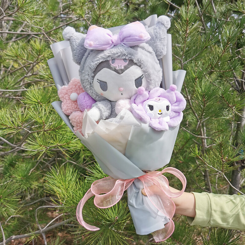 Peluche du dessin animé My Melody Kuromi Cinnamoroll Kt Cat, bouquet de Sanurgente, boîte-cadeau, cadeaux de Noël et de remise des diplômes