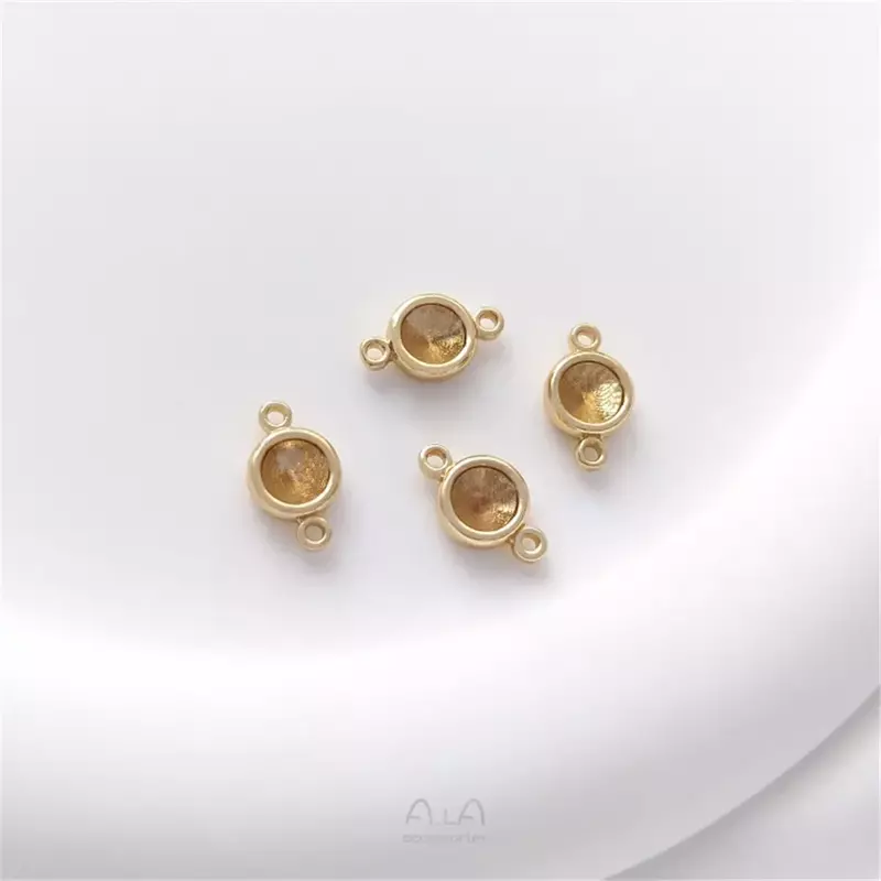 Supporto per perle a doppio orecchio placcato oro 14K accessori fai da te connettori a doppia sospensione materiale per copricapo adesivo fai da te fatto a mano