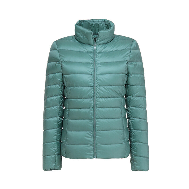 Jaket bulu angsa portabel untuk wanita, jaket musim dingin kerah berdiri portabel, jaket bulu angsa hangat tipis, mantel serbaguna untuk wanita
