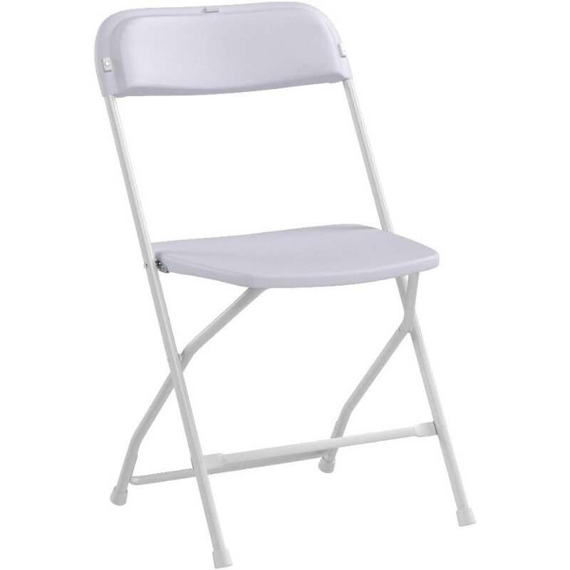 VENGLI-Cadeira dobrável de plástico branco, Assento comercial empilhável portátil com armação de aço, 350lb, Cadeira interior e exterior, 10 Pack