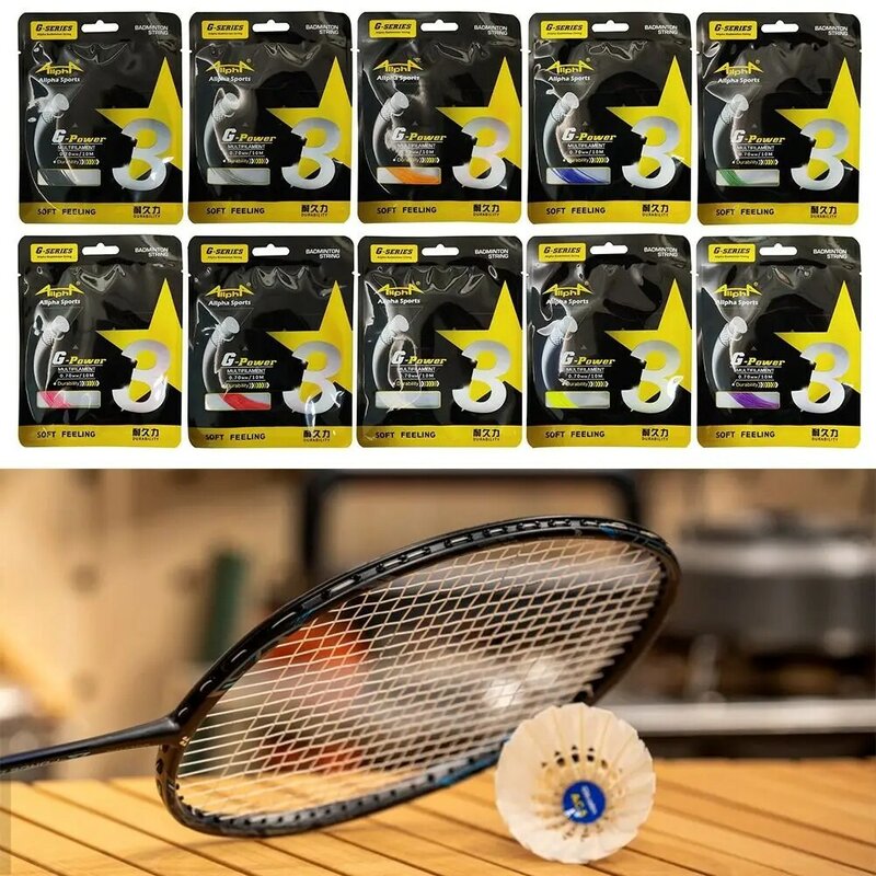 Durável Amador Badminton Racket String, Cordas de raquete, Fio, 20lbs ~ 28lbs, Diâmetro 0.7mm, 10m, GP3