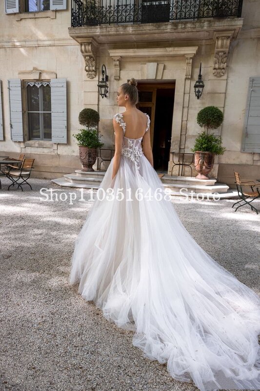White Bohemian Wedding Dress 2024 Elegant Halter Applique A-line Embroidered Veil Bridal Gowns Vestidos De Noche