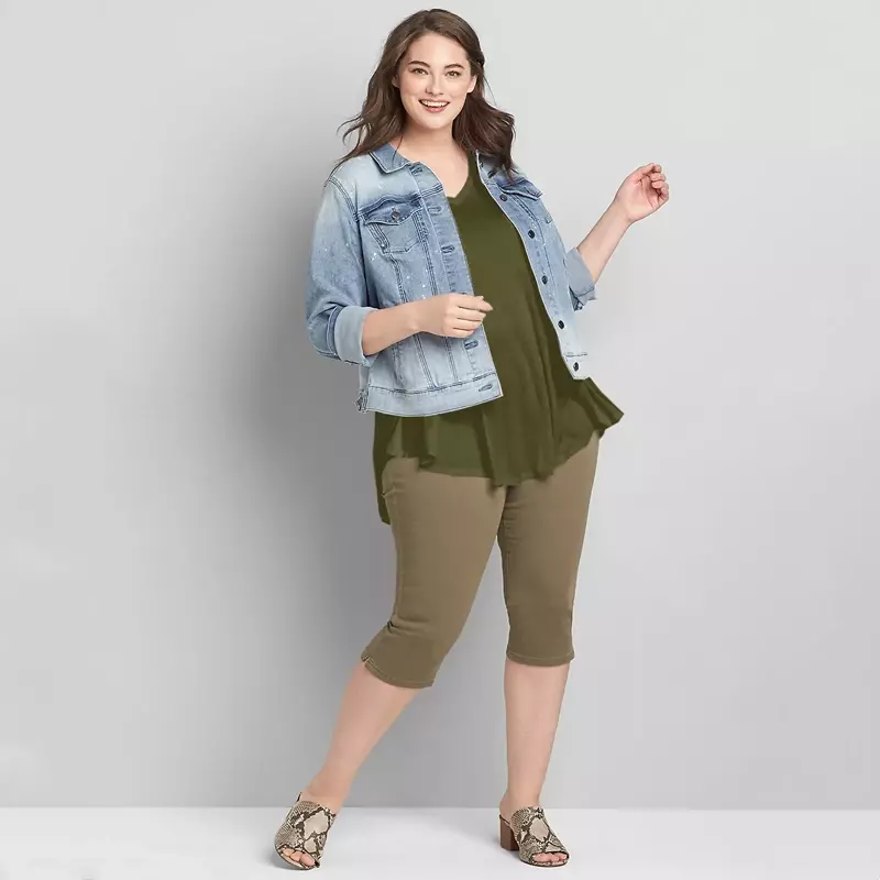 เสื้อคอวีทรงหลวมไซส์ใหญ่พิเศษสำหรับฤดูร้อนเสื้อสตรีทรงหลวมสีเขียวทหารสำหรับผู้หญิง