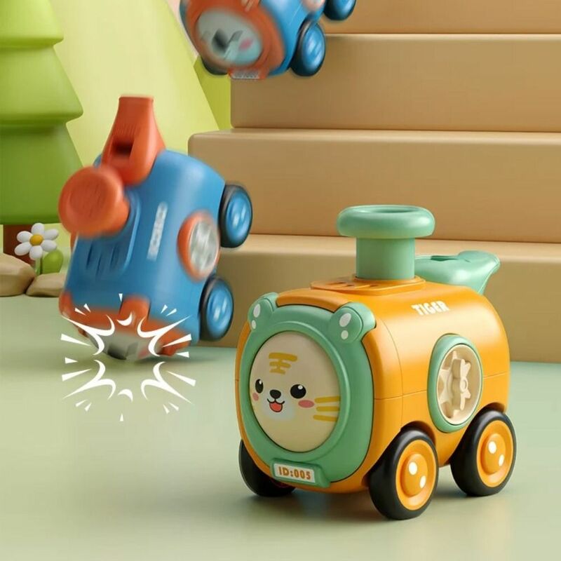 Inertia Toy Car Press Forward Mode Face Changing with Whistle Small Train Crash Resistant Cartoon Car Parent-child Interaction
