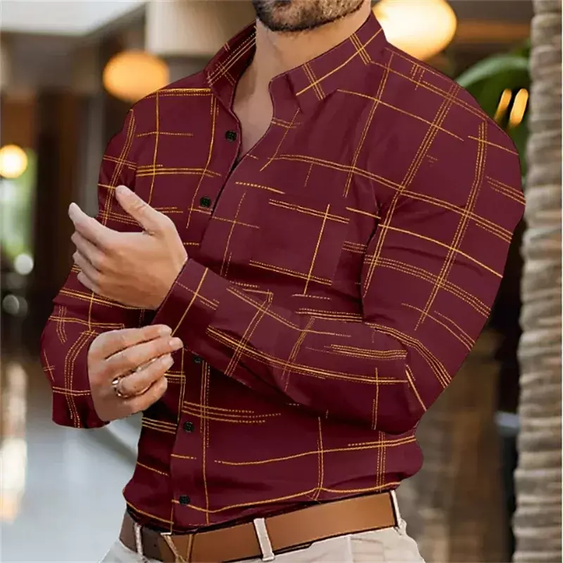 Chemise à manches longues d'été pour hommes XS-6XL à la mode revers simple boutonnage Cardigan vraies poches hawaïenne chemise décontractée pour hommes
