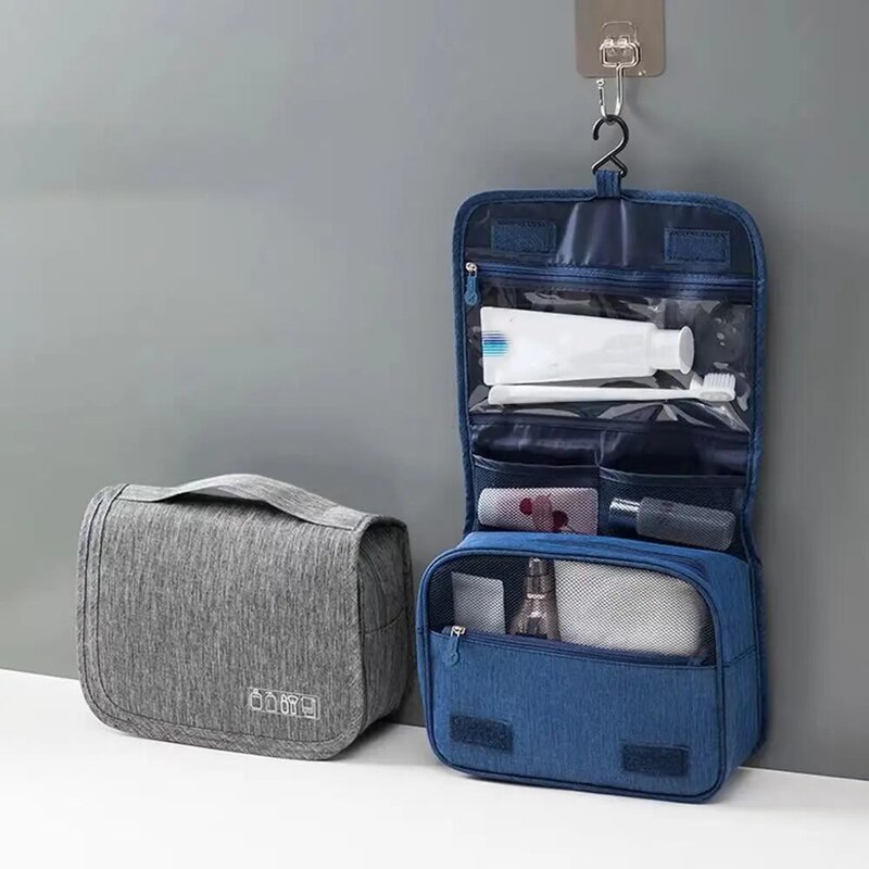 Foldable Toiletry Organizer Bag, Pendurado Armazenamento, Banheiro Maquiagem Bag, Travel Case, Seco e Molhado Separação, Saco Cosmético