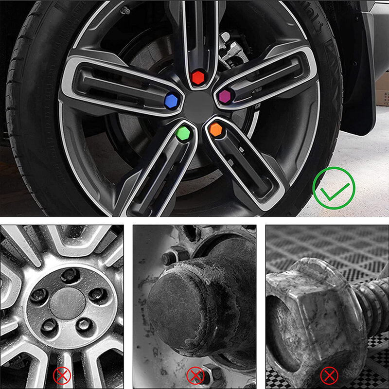 20Pcs 17mm 19mm 21mm Black Car Wheel Caps Bolts Covers Nuts Silicone Auto Wheel Hub Protectors Screw Cap Styling Anti Rust Cover