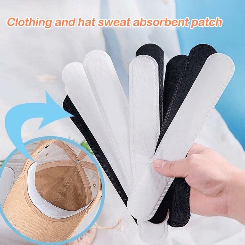 10 Pieces Disposable Caps Liner Moisture Wicking Sweatband Adhesive Absorbing Hat Reducer Patch Strips Size Tape Sweat Viso J7M2