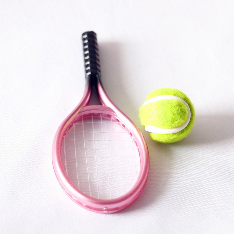 Mini raqueta de tenis simulada, accesorios de juguete decorativos, diseño de modelo de fotografía, herramientas de dijes deportivos de espalda plana, 3 juegos