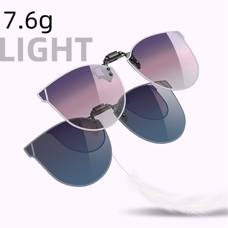 VIVIBEE Gradienten Women'sCat Auge Flip Up Clip Auf Sonnenbrille Frauen Fahren Polarisierte Übergroßen Sonnenbrille Lila Brillen