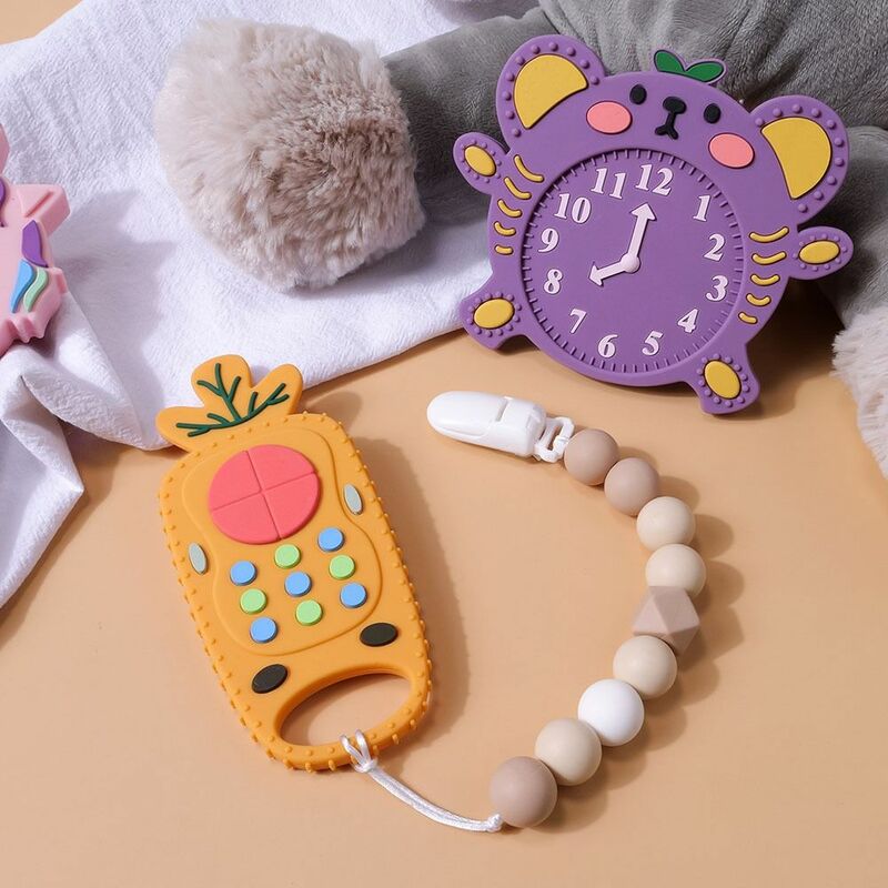 Silicone dentição anel com controle remoto para o bebê, brinquedo educativo sensorial para crianças, 1pc