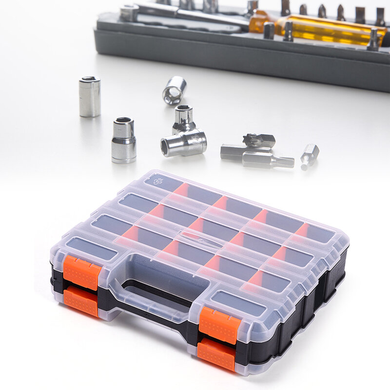 Hardware Aufbewahrung koffer Werkzeug kasten Organizer tragbare haltbare Kleinteile für Schrauben doppelseitige Muttern Fach Schrauben Kunststoff