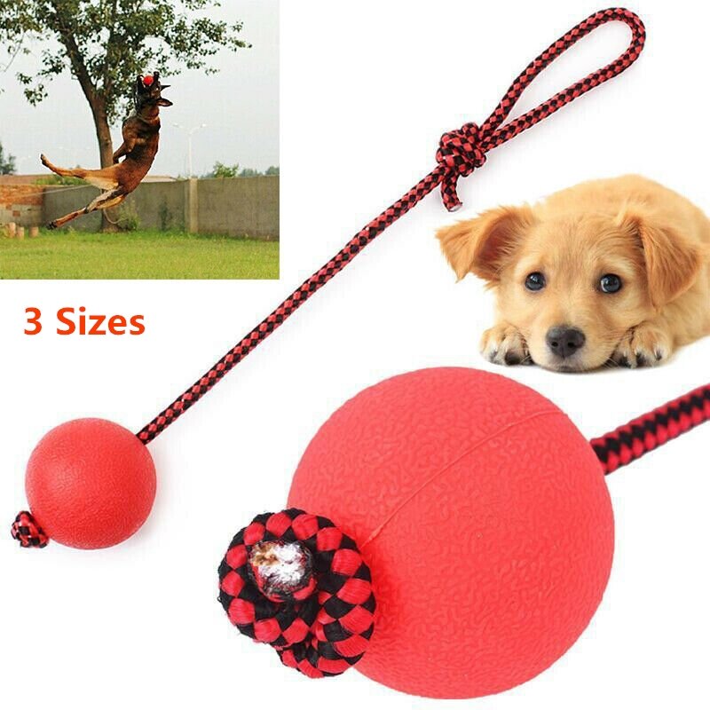 ลูกบอลยางยืดเนื้อแข็งทนเคี้ยวได้สำหรับสัตว์เลี้ยงลูกบอลฝึกสุนัขของเล่นเชือกสีแดงยาว7ซม.