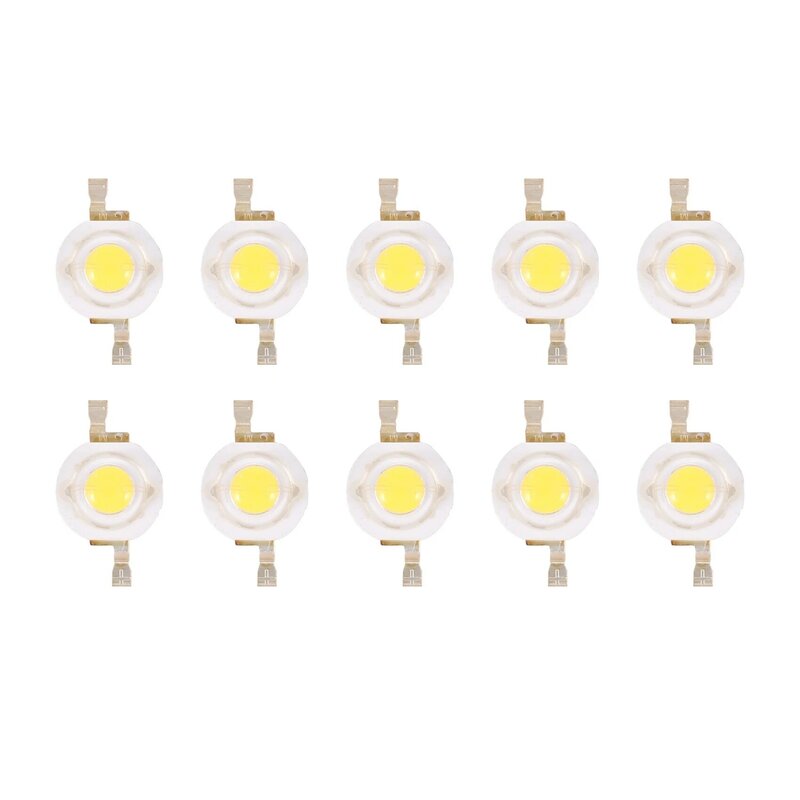 Émetteurs de perles LED haute puissance, 2 broches, 3W, blanc chaud, 110lm, 10 pièces