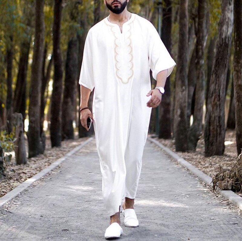 Abaya-Vêtements musulmans pour hommes, robes islamiques, caftan à la mode, Pakistan, Arabie saoudite, Jubba, Thobe marocain, Dubaï