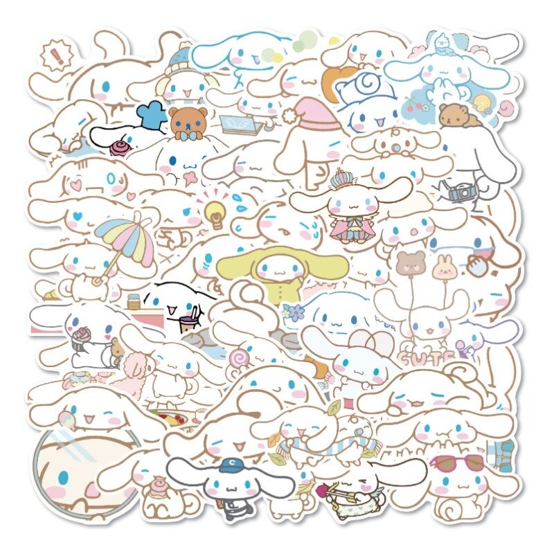 Sanrio Hello Kitty Cinnamoroll Anime adesivos impermeáveis, Pacote de cartão de crédito infantil, Kids Diary Decoration, Laptop, 50 100