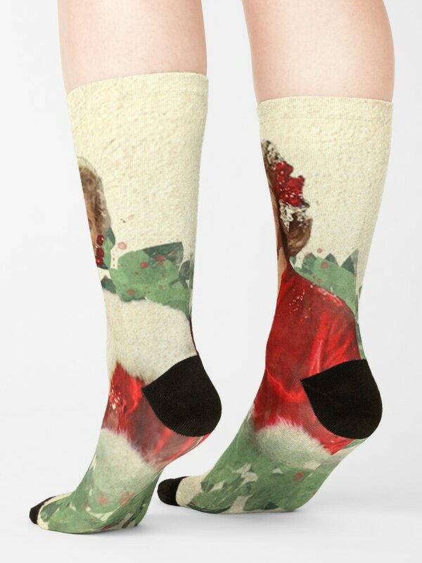 ถุงเท้าสำหรับผู้หญิงถุงเท้าคริสต์มาสสีขาวร่าเริง