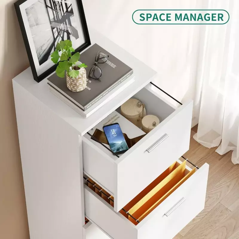 15.86" Deep Vertical Filing Cabinet for Letter A4-Sized Files 4-Drawer File Cabinet With Lock White Freight Free Cabinets Office