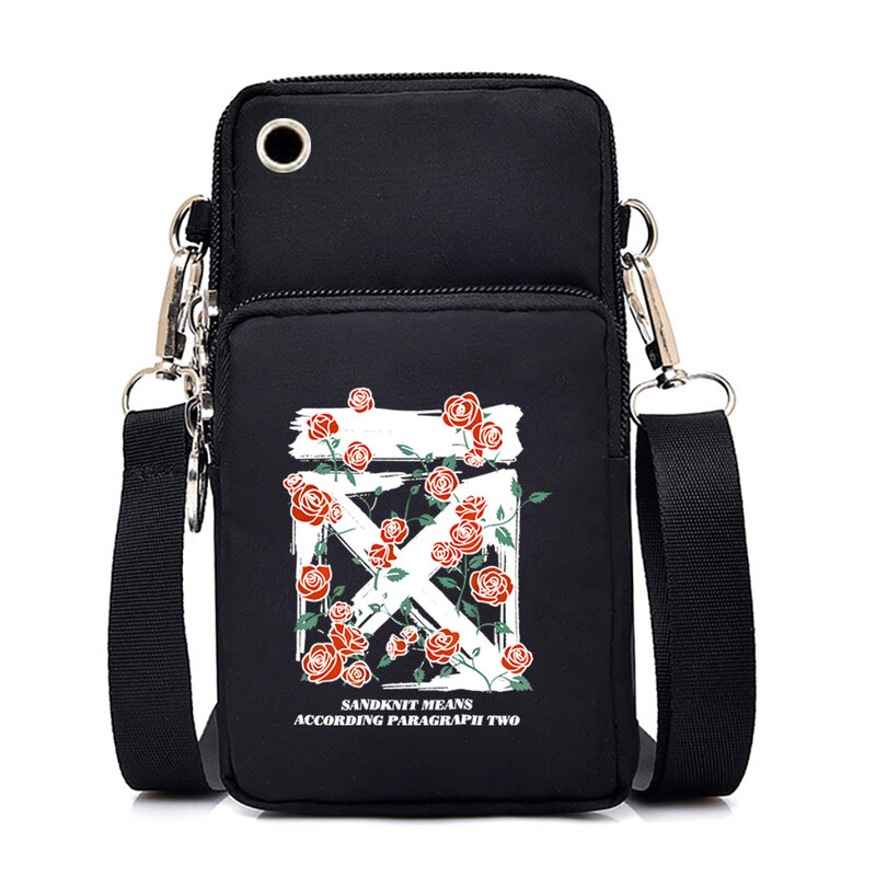 Women Nylon Mini Mobile Phone Bag Madness House Print Outdoor Sport Wristlet Harajuku Gothic Tote Bags Purse Hand Bags for Women