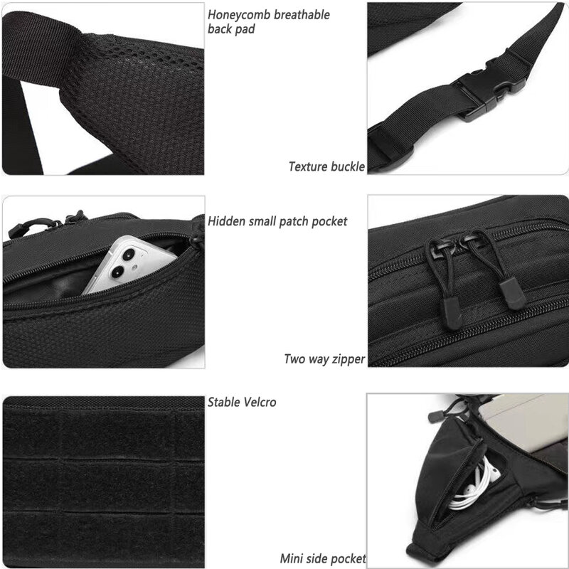 Tasche portaoggetti multifunzionali tattiche all'aperto borsa a ventaglio militare da campo sportivo da uomo tasche appese invisibili
