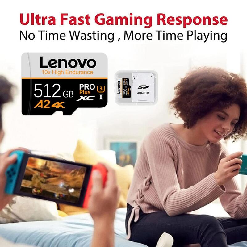 Lenovo-tarjeta de memoria de alta velocidad, dispositivo Micro TF SD de 1TB, 512GB, 256GB, Clase 10, para teléfono Nintendo Switch/Ps4, 2TB