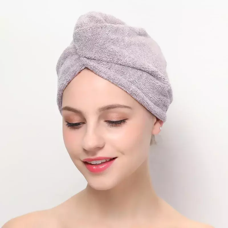 Secagem rápida toalha de cabelo fibra de bambu secador de cabelo secagem rápida turbante toalha seca banho envoltório chapéu tampão rápido toalha de bambu secagem rápida